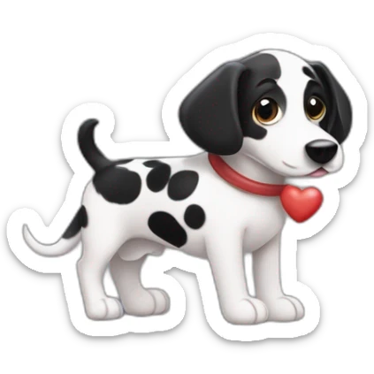 Perro salchicha mini muy tierno con pelaje negro de dalmata y un corazón  sticker