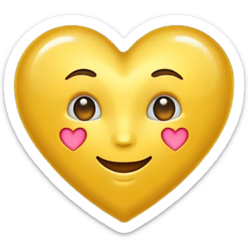 golden yellow heart, shiny and elegant, modern emoji style sticker
