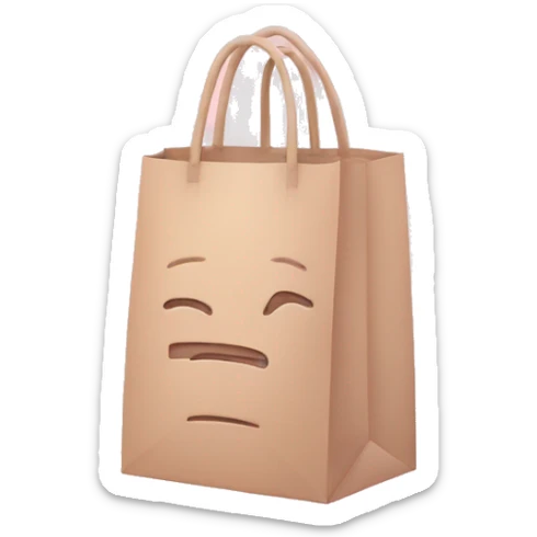 An emoji of a grocery bag in pastel pink without a face sticker