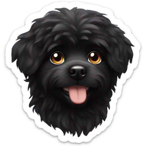 fluffy black dog  sticker