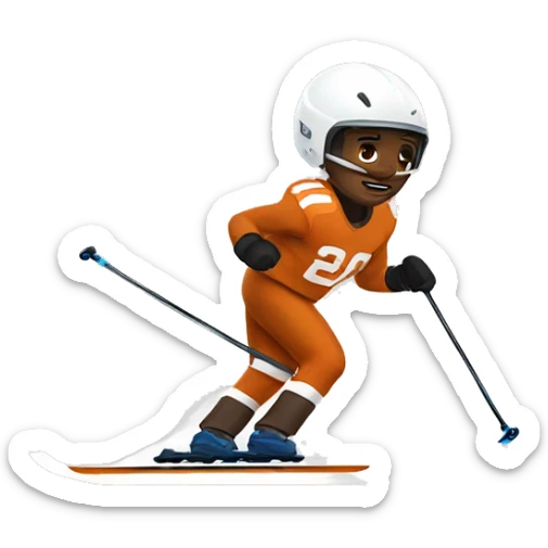 White Skier skiing wearing a Cleveland browns football Jersey sticker