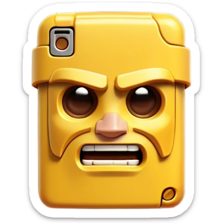 Clash of Clans aesthetic: Cinematic Playful Classic Game Cartridge Portrait Emoji, rendered in a 3D vector-style similar to standard emojis with minimal shading and bold, simplified shapes. A compact, distinct form with signature details, softly glowing with a nostalgic gaming charm. Simplified yet unmistakably iconic, highly detailed and consistent, glowing with a soft radiance and high shine. Stylized with a touch of retro gaming magic and a soft glowing outline, capturing the essence of a beloved gaming relic with a friendly, playful manner! sticker