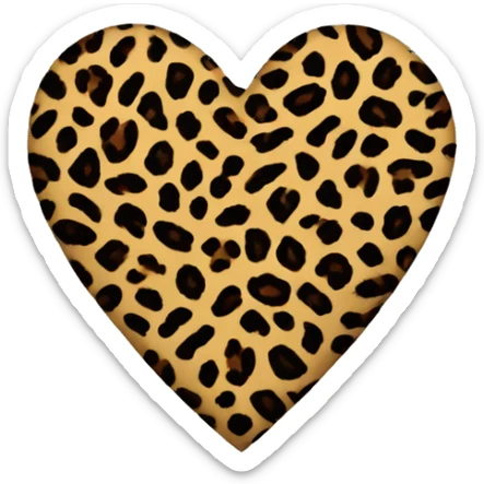 leopard print heart sticker