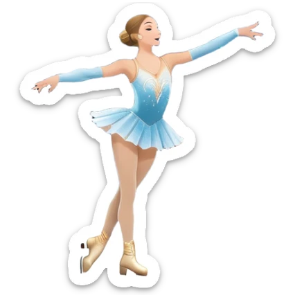 An icon featuring a grand arena Madison Square Garden, filled with spectators with graceful figure skater performing a flawless routine on an ice rink. Snowflakes and spotlights add to the elegance and beauty of the performance. Transparent background. sticker