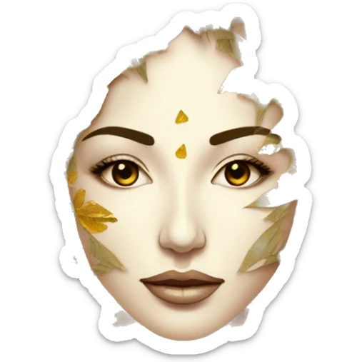  Hemp 420 lady face melting gold drizzle kintsugi palm leaves tropical made of 420 origami newspaper roses hemp leaves lantern fairy lights burning paper and hemp leaves in hair sticker
