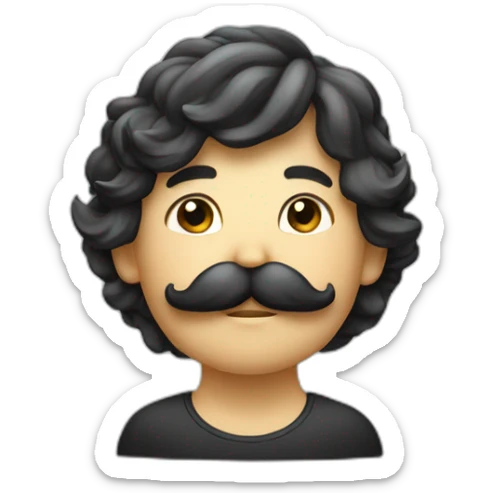 petite moustache qui a sous son nez cheveux noir plaquer d'un côté peau blanc sticker