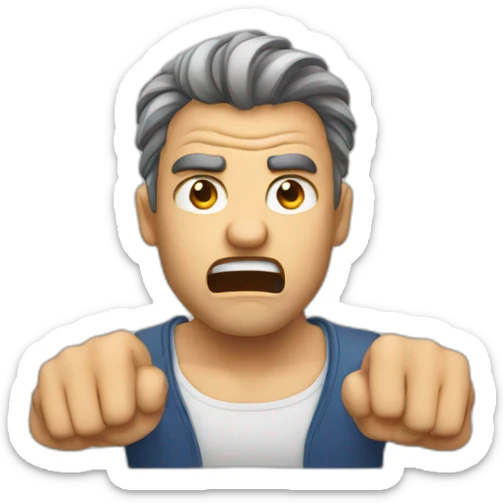 A man that is very angry. His hands are on their hairs and want to pull his hairs sticker