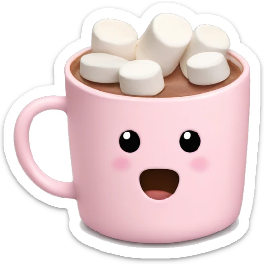 Light Pink mug of hot chocolate with marshmallows  sticker