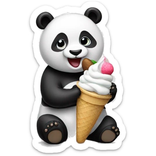 Panda eating ice cream sticker