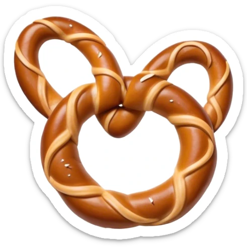 Pretzel Cinematic Realistic Pretzel Snack Emoji, depicted as a single, perfectly twisted pretzel with a glossy, salted crust, rendered with lifelike textures and warm, inviting lighting. sticker