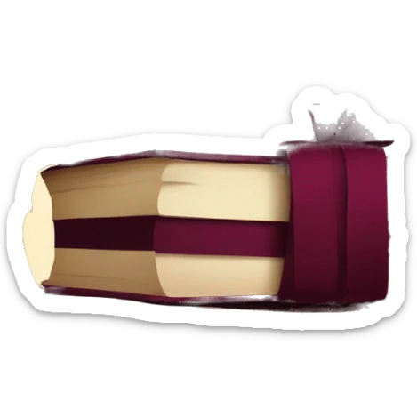 burgundy books stacked up and tied together by a burgundy bow sticker