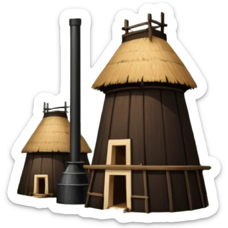 A 17th-century Brazilian sugar mill (engenho) during the colonial period, located in a tropical landscape. sticker