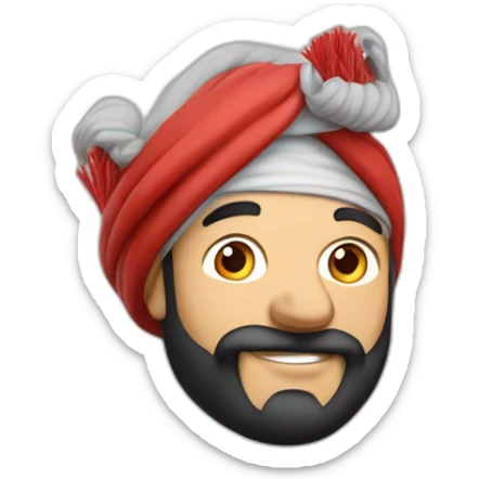 Homme avec un turbans sur la tête avec des grandes craies rouge dans les main avec les main en l'air sticker