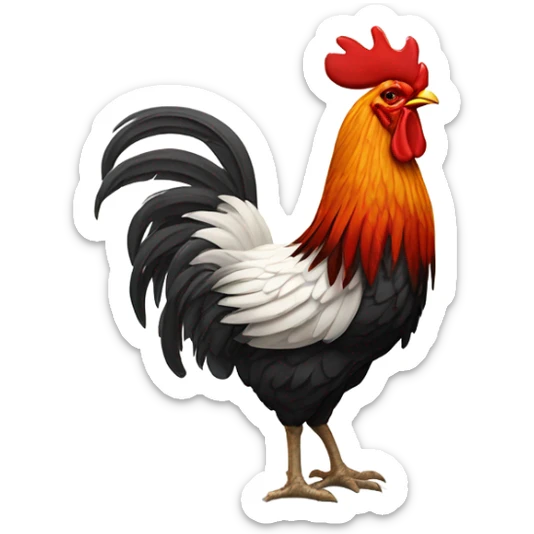 An emoji of a rooster featuring a bright red comb, detailed feathers, and a proud, alert expression, as if crowing at dawn sticker