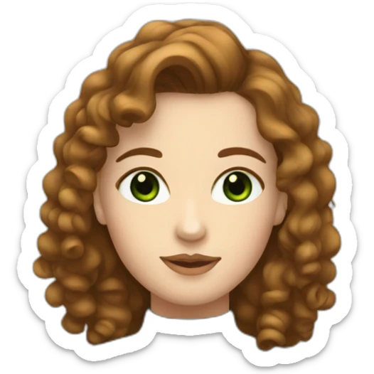 white girl with green eyes and curly brown mullet wearing a black turtleneck  sticker