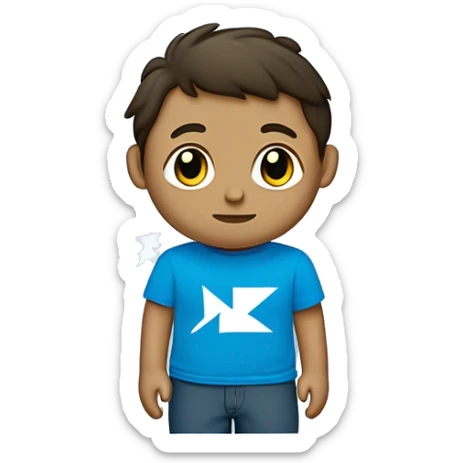 Un humain jeune  est brun qui porte un tee-shirt bleue avec écrit nz dessus qui tient un drapeau bleu avec écrit nz dessus qu'il soye heureux et des étoiles autour de lui sticker