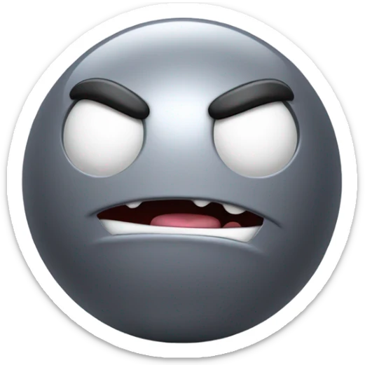 Metal cute mad Kirby Gray ball driving on 4 car wheels with mad eyebrows game sticker