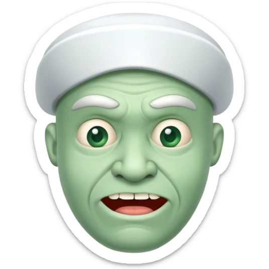 Ugly skibidi toilet man in toilet head funny green  sticker