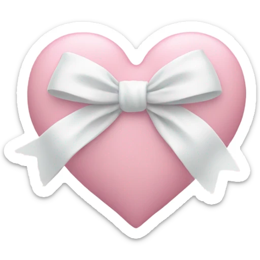 Pastel pink heart with white bow sticker