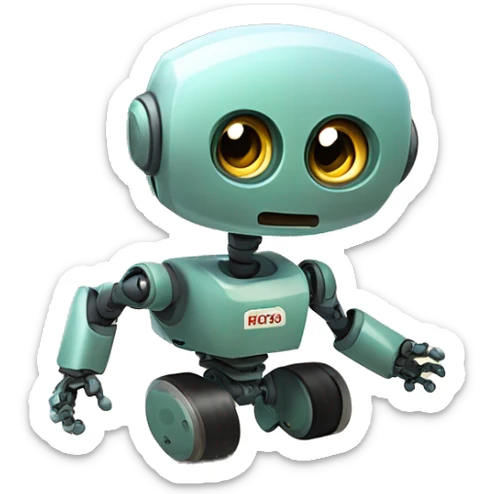 pequelo robot alegre corriendo a velocidad enviando muchos mensajes de whatsapp sticker