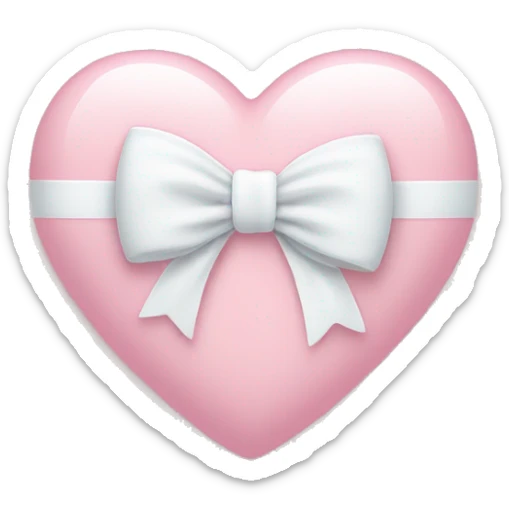 Pastel pink heart with white bow sticker