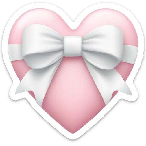 Pastel pink heart with white bow sticker
