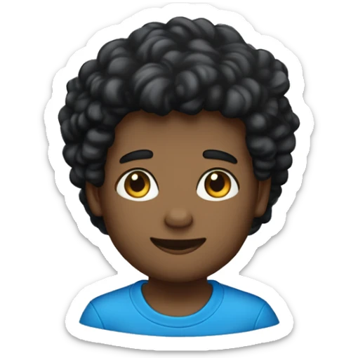 Um menino de etnia branca com cabelo estilo topete ede cor preta e uma camisa azul e um moletom azul claro  sticker