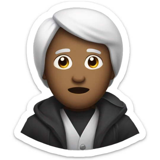 An emoji of a mysterious and majestic figure with the word akdo on his clothes  sticker