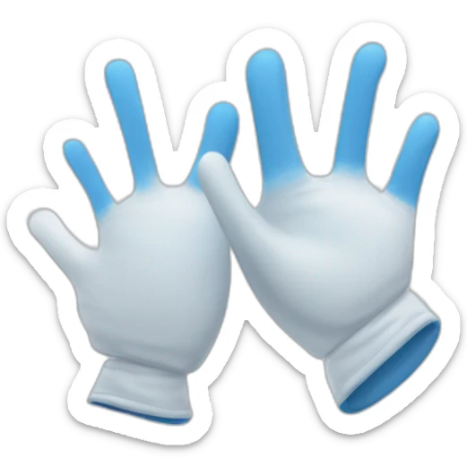 Deux gants blancs souriants, il y a dessiné en bleu un signe mystérieux maçonnique bleu de deux équerres inversées.  sticker