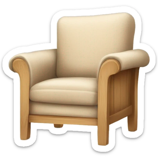 Simple Beige wooden Armchair with blanket and book sticker