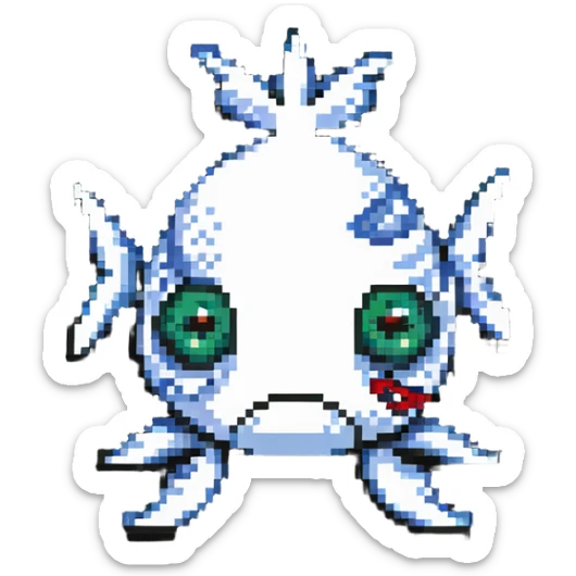 cartoon fish head with crossed-out X eyes and a bone sticking out, no body sticker