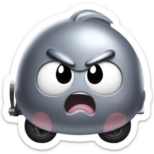 Metal cute mad Kirby bubble Gray ball driving on car wheels with mad eyebrows game sticker