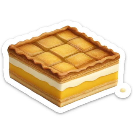 Tarte au sucre carré caramélisées avec une base de pâte feuilletée sticker