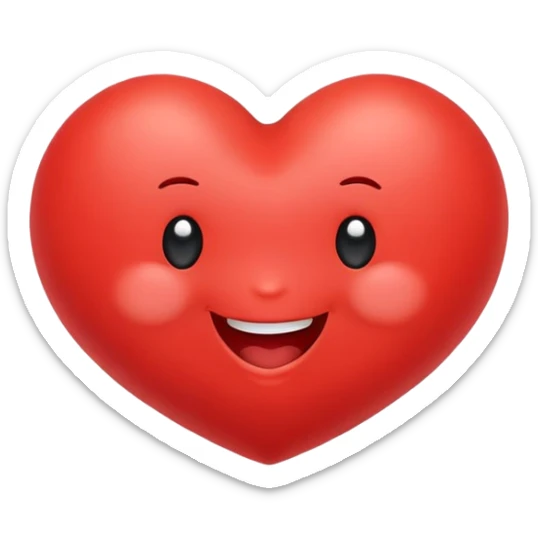 A cute red heart cartoon with a happy face, where the two top lobes of the heart are rounded and designed to look exactly like butt cheeks sticker