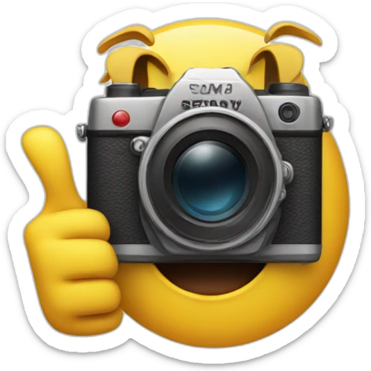 a camera character with thumbs up sticker