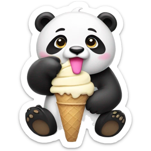 Panda eating ice cream sticker