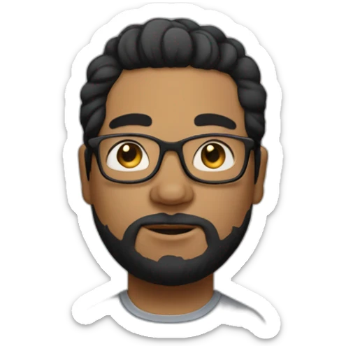 Short man with lots of black hair and beard, fat with glasses in his hair, dressed like a bum. sticker