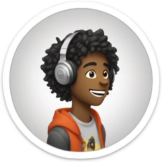 Teen listen to music with wolfhair sticker