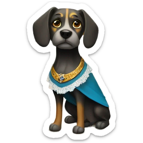 A dog with a skirt in the bengal caves in Portugal sticker