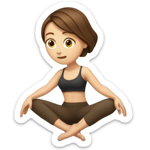 White girl brown hair in Malasana yoga sticker
