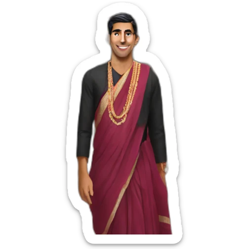 Rishi Sunak wearing a sari Houses of Parliament sticker