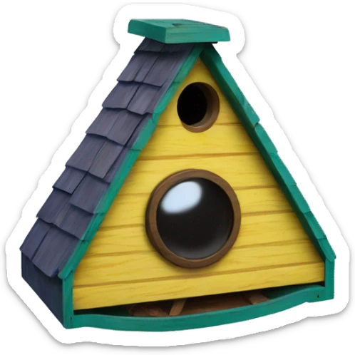 Susan’s Painted wooden flattened UFO alien spaceship shaped birdhouse —no emoji  sticker