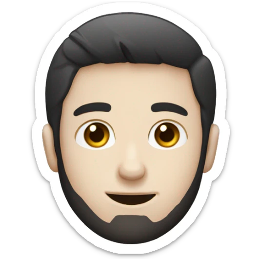 Teenager with laptop. Pale skin with black beard. Happy.  sticker