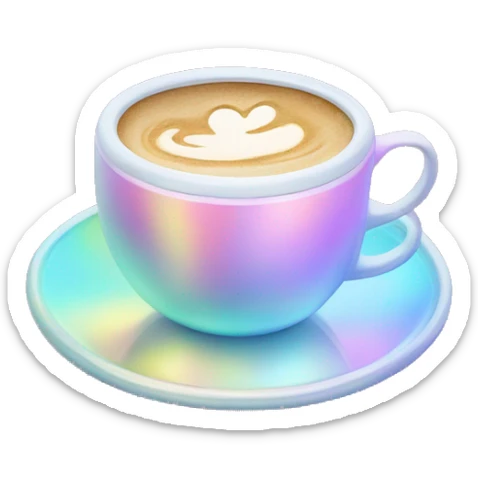 Pale pastel holographic coffee cup sticker