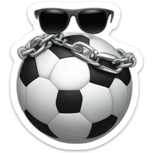 soccer ball wearing chain around neck area with shades looking like gangster sticker
