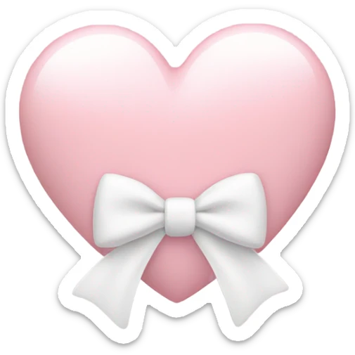 Pastel pink heart with white bow sticker