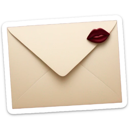 Love letter with burgundy flowers and kiss  sticker