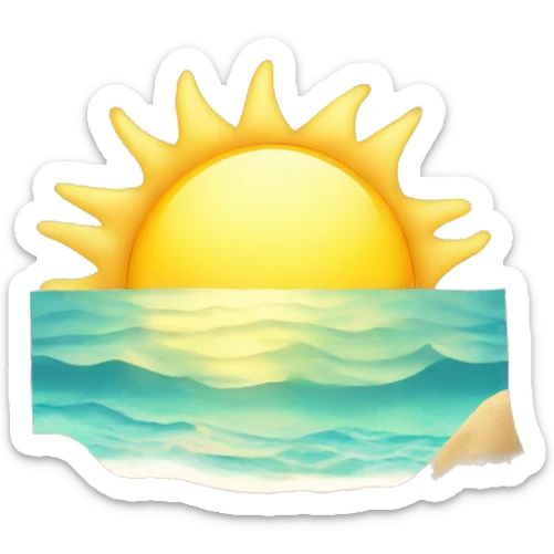 Bright sun shining over a beach representing summer. sticker