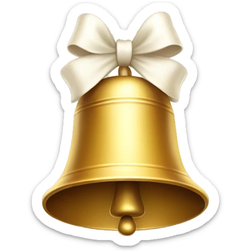 golden bell with little white bow on top sticker