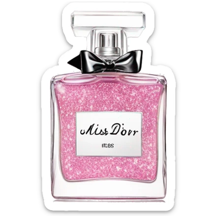 Miss Dior perfume with Victoria secret logo in a white bottle but pink glitter  sticker